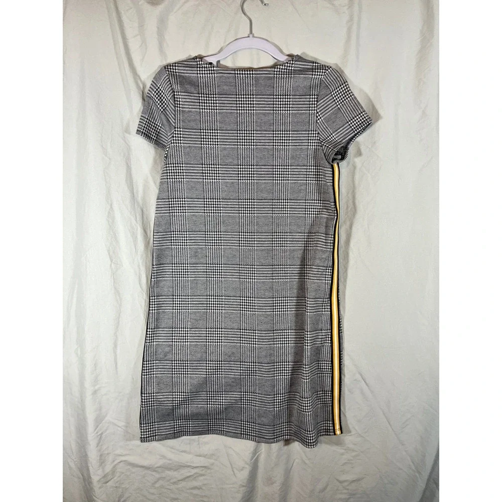 Wonder Nation‎ Plaid Tunic Dress Girls XL 14 16 Black White Yellow Side Stripe